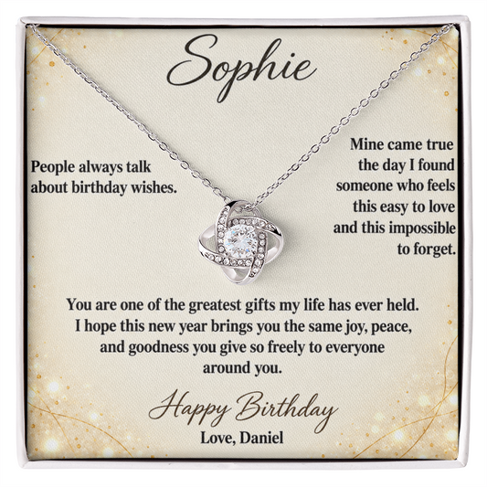 My Wish Came True Birthday Necklace for Her – Personalized Love Knot