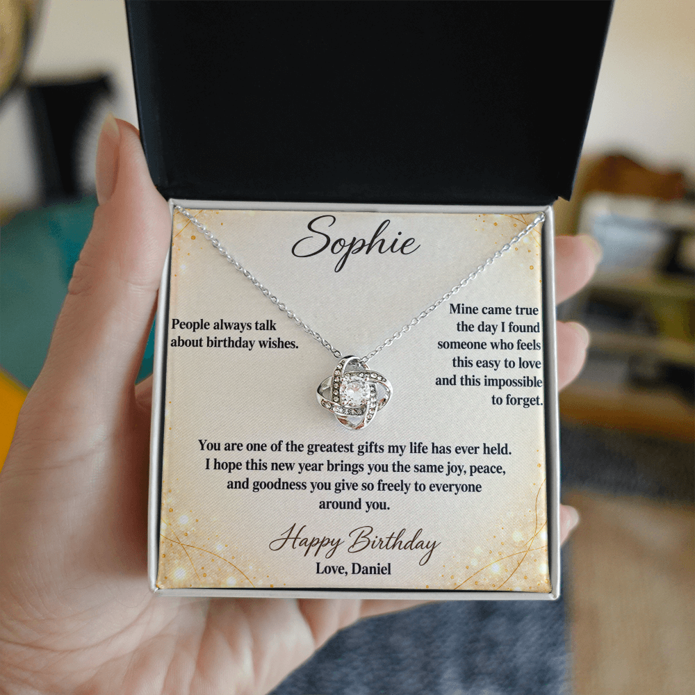 My Wish Came True Birthday Necklace for Her – Personalized Love Knot