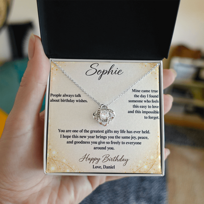 My Wish Came True Birthday Necklace for Her – Personalized Love Knot