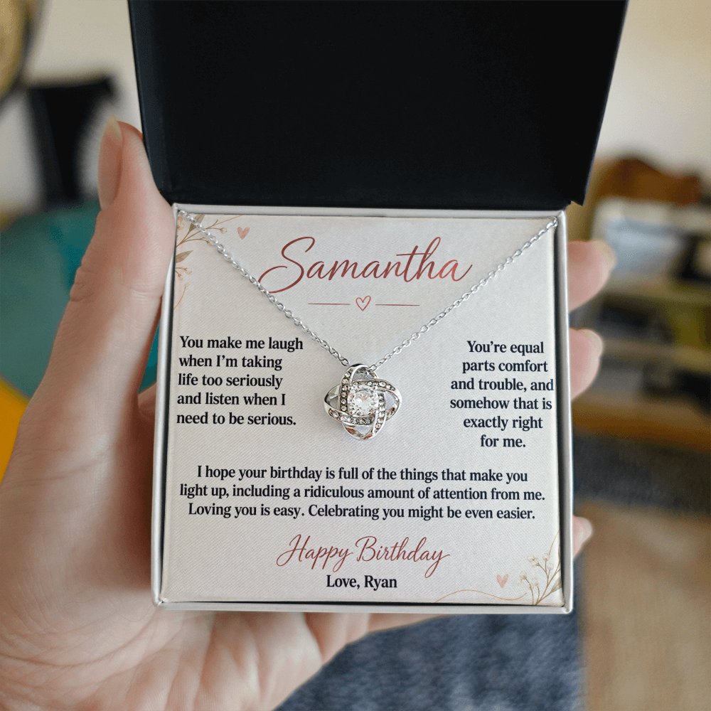 Loving You Is Easy Birthday Necklace for Her – Personalized Love Knot