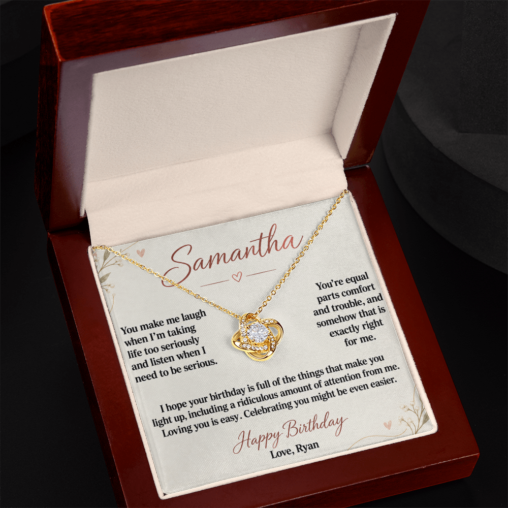 Loving You Is Easy Birthday Necklace for Her – Personalized Love Knot