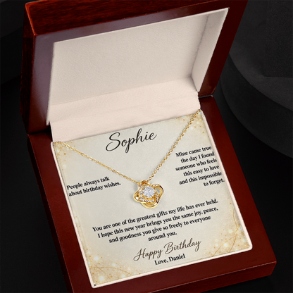 My Wish Came True Birthday Necklace for Her – Personalized Love Knot