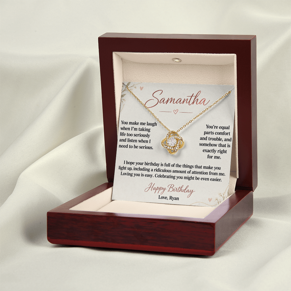 Loving You Is Easy Birthday Necklace for Her – Personalized Love Knot