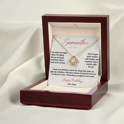 Loving You Is Easy Birthday Necklace for Her – Personalized Love Knot