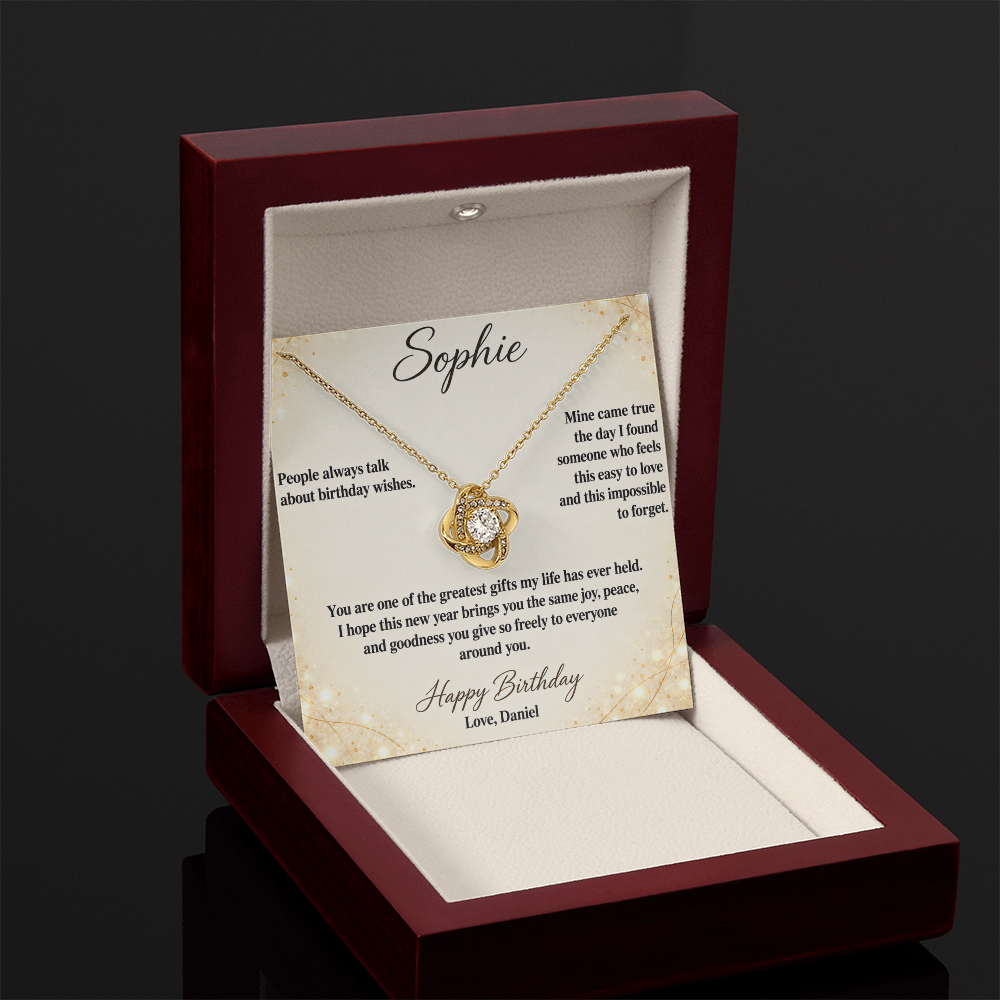 My Wish Came True Birthday Necklace for Her – Personalized Love Knot