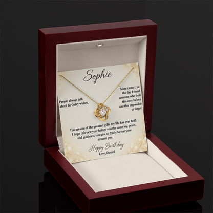 My Wish Came True Birthday Necklace for Her – Personalized Love Knot
