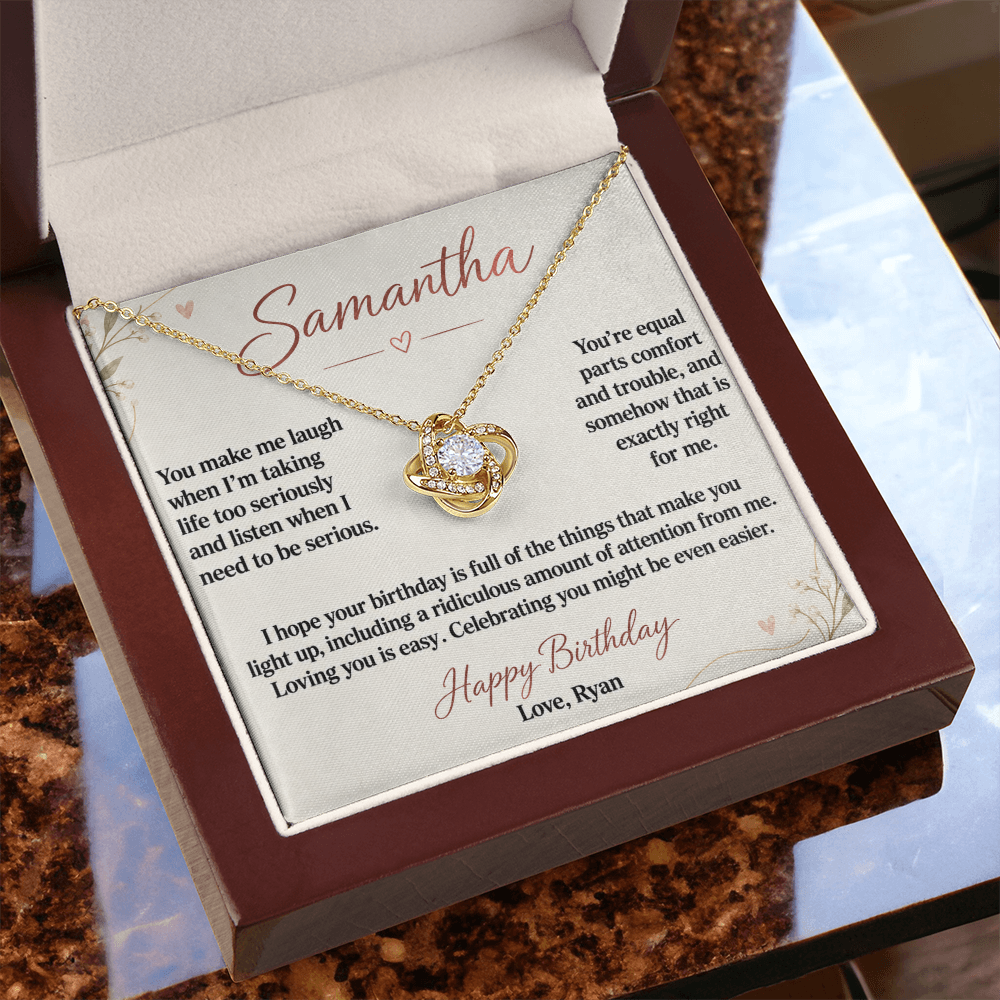 Loving You Is Easy Birthday Necklace for Her – Personalized Love Knot