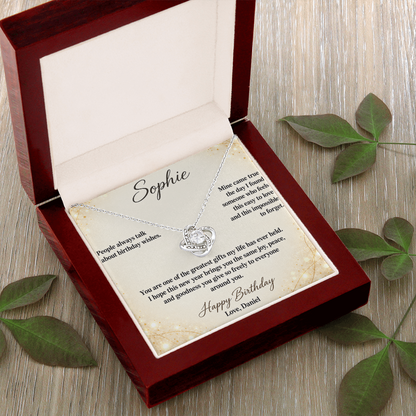 My Wish Came True Birthday Necklace for Her – Personalized Love Knot