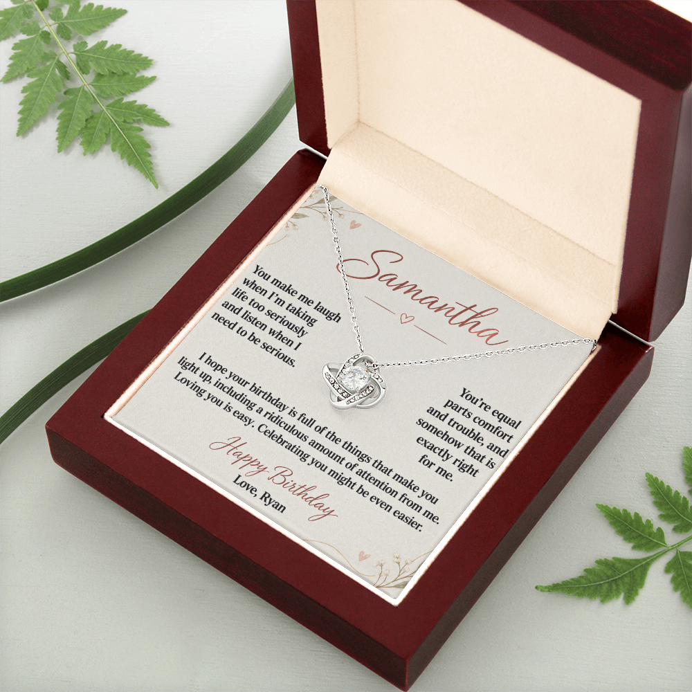 Loving You Is Easy Birthday Necklace for Her – Personalized Love Knot