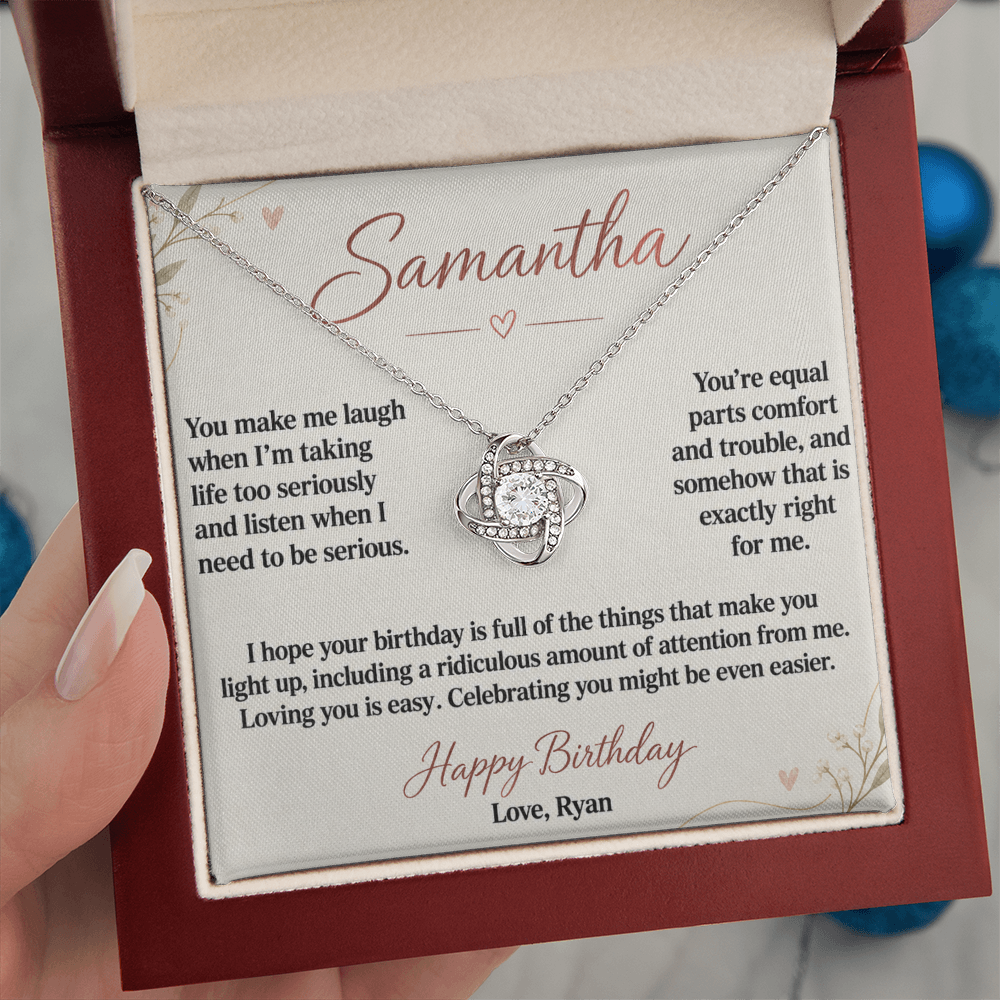 Loving You Is Easy Birthday Necklace for Her – Personalized Love Knot