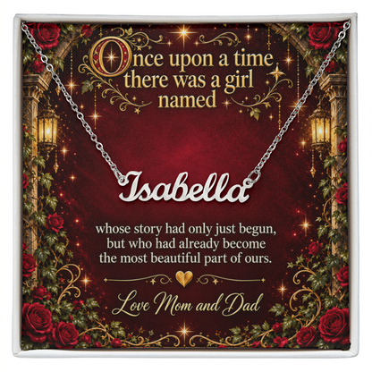 Once Upon a Time Personalized Name Necklace for Daughter – A Heartfelt Gift from Mom & Dad