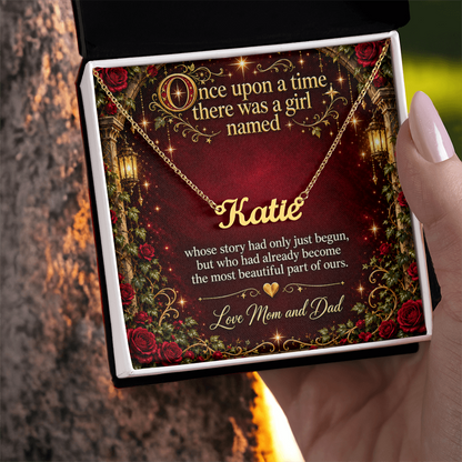 Once Upon a Time Personalized Name Necklace for Daughter – A Heartfelt Gift from Mom & Dad