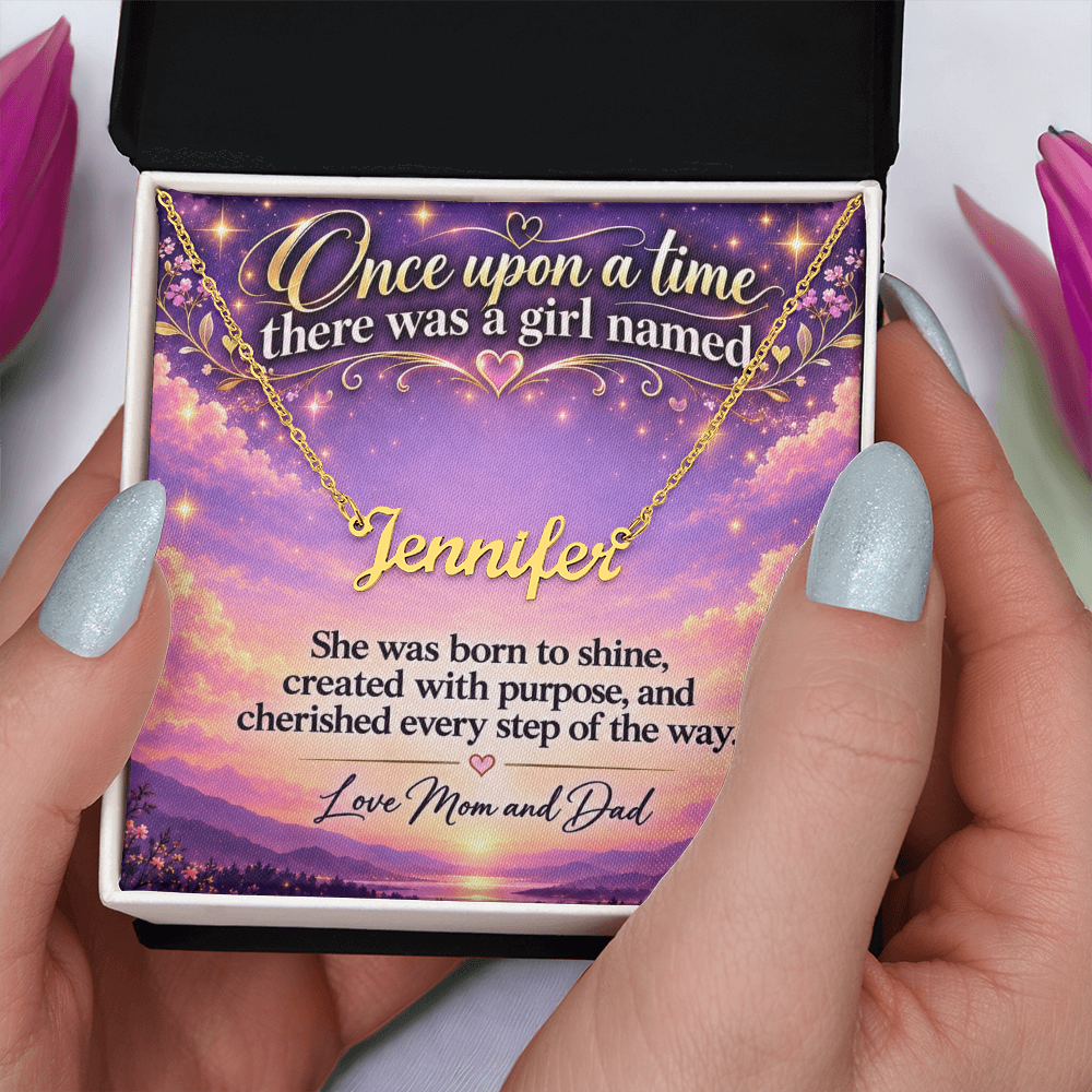 Once Upon a Time Personalized Name Necklace – Fairytale Gift for Daughter, Granddaughter or Someone Special