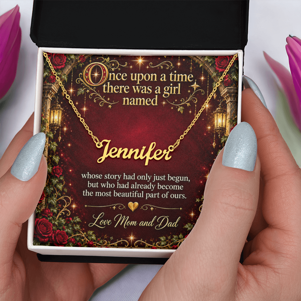 Once Upon a Time Personalized Name Necklace for Daughter – A Heartfelt Gift from Mom & Dad