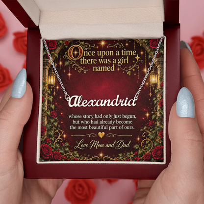 Once Upon a Time Personalized Name Necklace for Daughter – A Heartfelt Gift from Mom & Dad