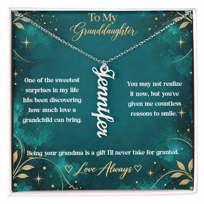 To My Granddaughter Personalized Name Necklace – Heartfelt Gift From Grandma