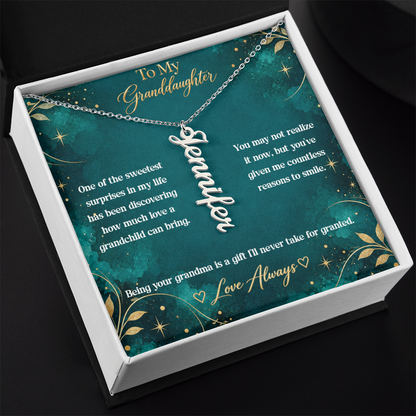 To My Granddaughter Personalized Name Necklace – Heartfelt Gift From Grandma