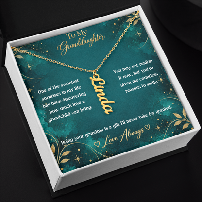 To My Granddaughter Personalized Name Necklace – Heartfelt Gift From Grandma
