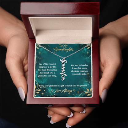 To My Granddaughter Personalized Name Necklace – Heartfelt Gift From Grandma