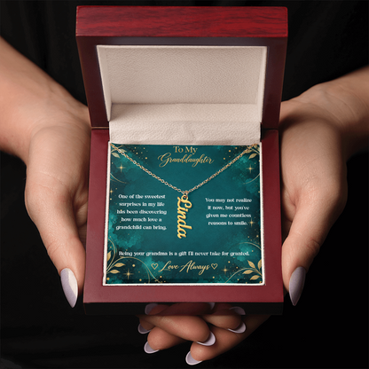 To My Granddaughter Personalized Name Necklace – Heartfelt Gift From Grandma