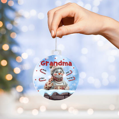 Personalized Grandma Snowman Christmas Ornament – Grandkids' Names & Candy Canes