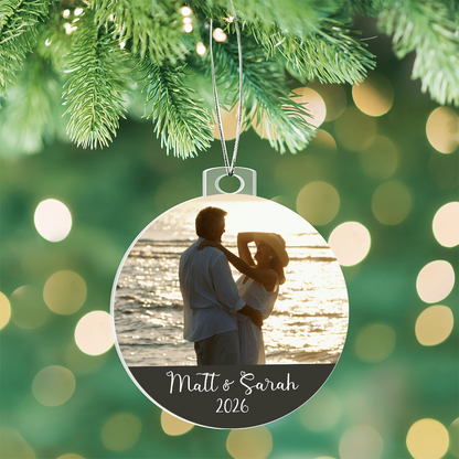 Personalized Photo Couple Ornament – Custom Names & Year Acrylic Christmas Keepsake