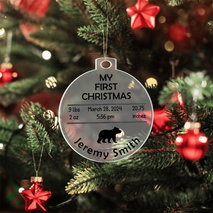 Personalized Baby's First Christmas Birth Stats Ornament
