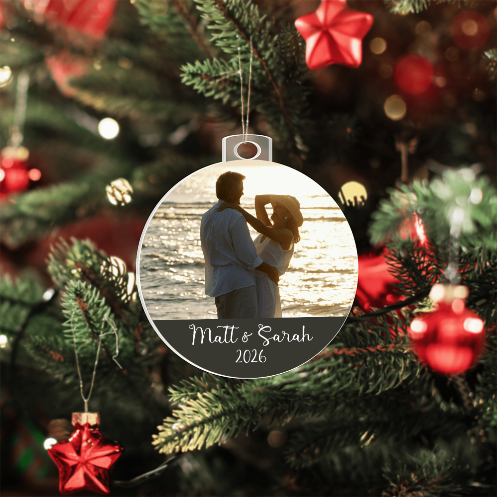 Personalized Photo Couple Ornament – Custom Names & Year Acrylic Christmas Keepsake