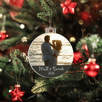Personalized Photo Couple Ornament – Custom Names & Year Acrylic Christmas Keepsake