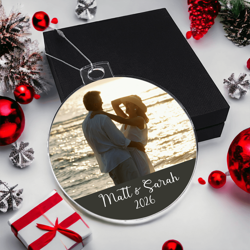 Personalized Photo Couple Ornament – Custom Names & Year Acrylic Christmas Keepsake