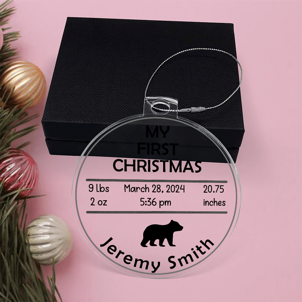 Personalized Baby's First Christmas Birth Stats Ornament