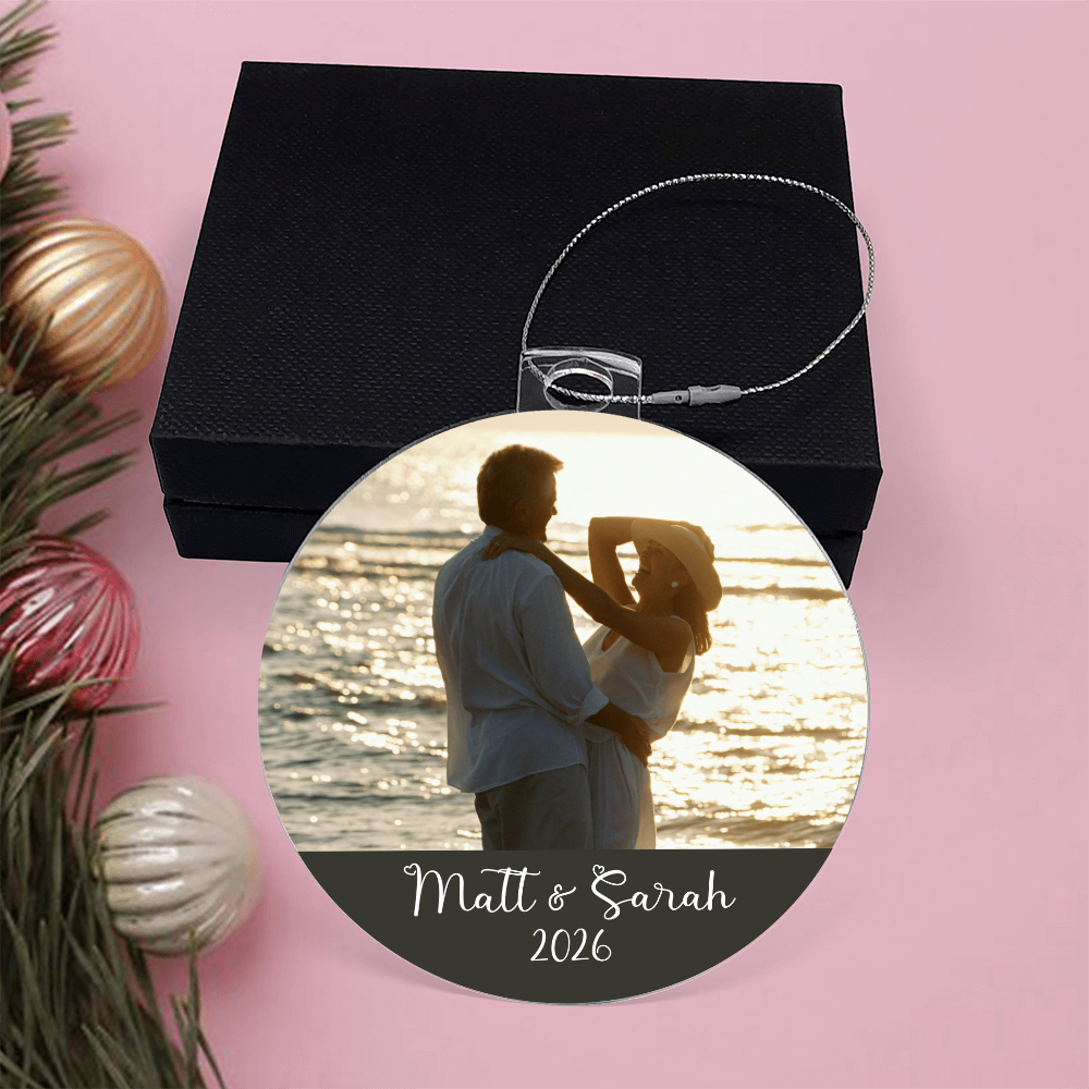 Personalized Photo Couple Ornament – Custom Names & Year Acrylic Christmas Keepsake