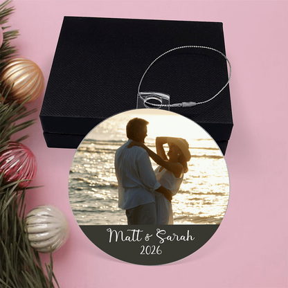 Personalized Photo Couple Ornament – Custom Names & Year Acrylic Christmas Keepsake
