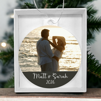 Personalized Photo Couple Ornament – Custom Names & Year Acrylic Christmas Keepsake