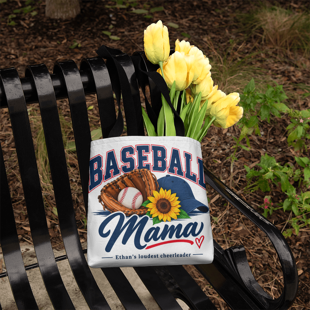 Personalized Baseball Mama Tote Bag – Custom Kids Name Baseball Mom Gift