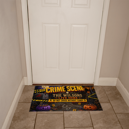 Personalized Halloween Crime Scene Welcome Mat – Custom Family Name Doormat