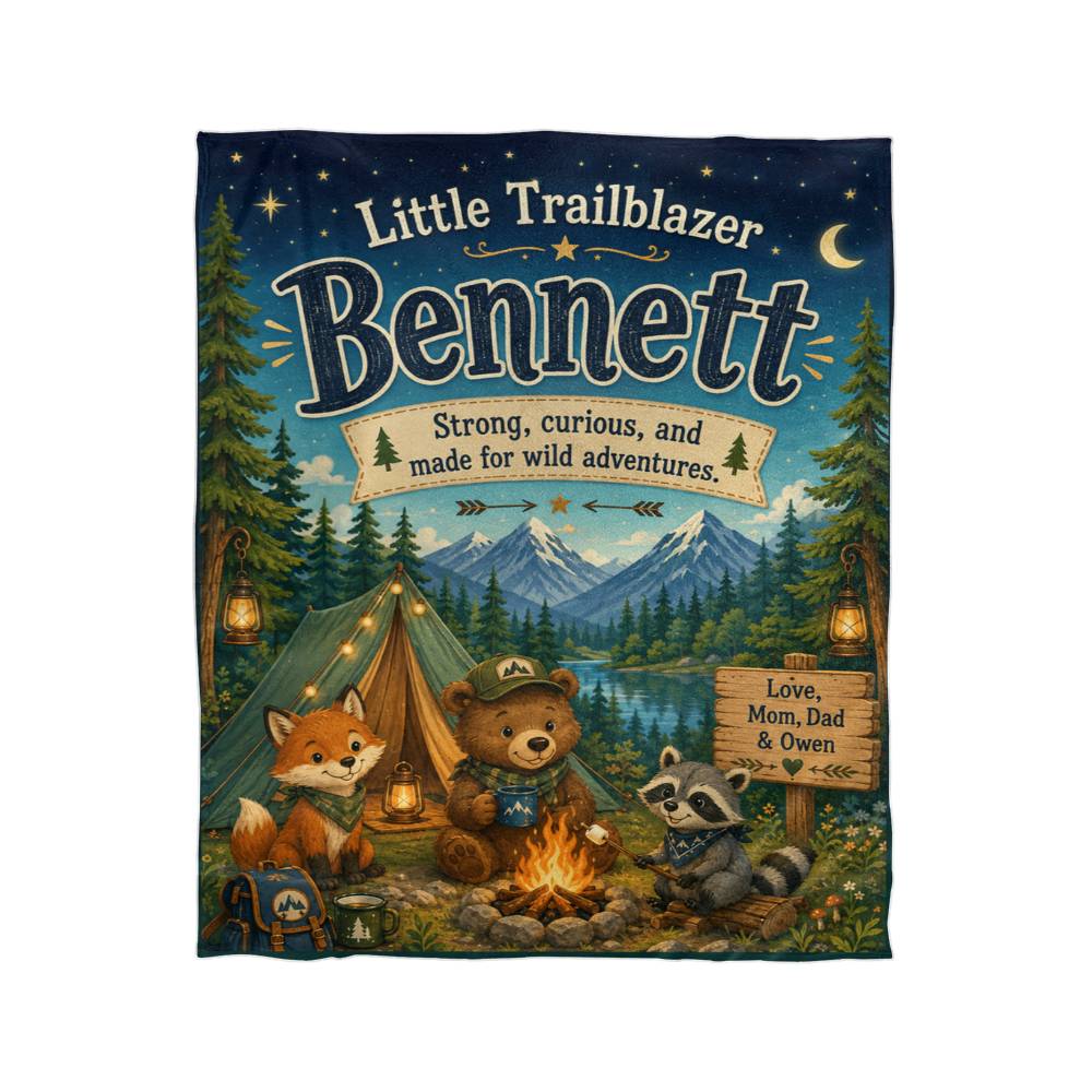 Little Trailblazer Personalized Woodland Adventure Blanket for Boys