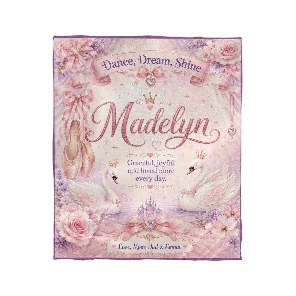 Dance, Dream, Shine Personalized Ballet Blanket for Girls