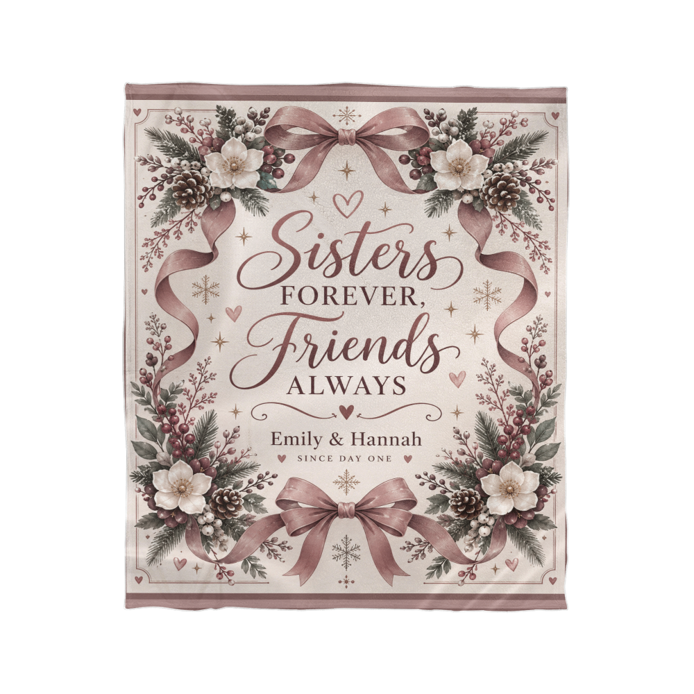 Sisters Forever, Friends Always Personalized Blanket – Custom Names
