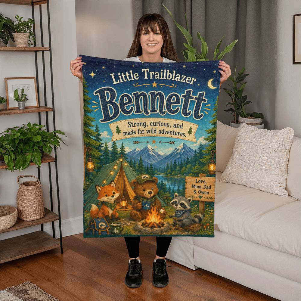 Little Trailblazer Personalized Woodland Adventure Blanket for Boys