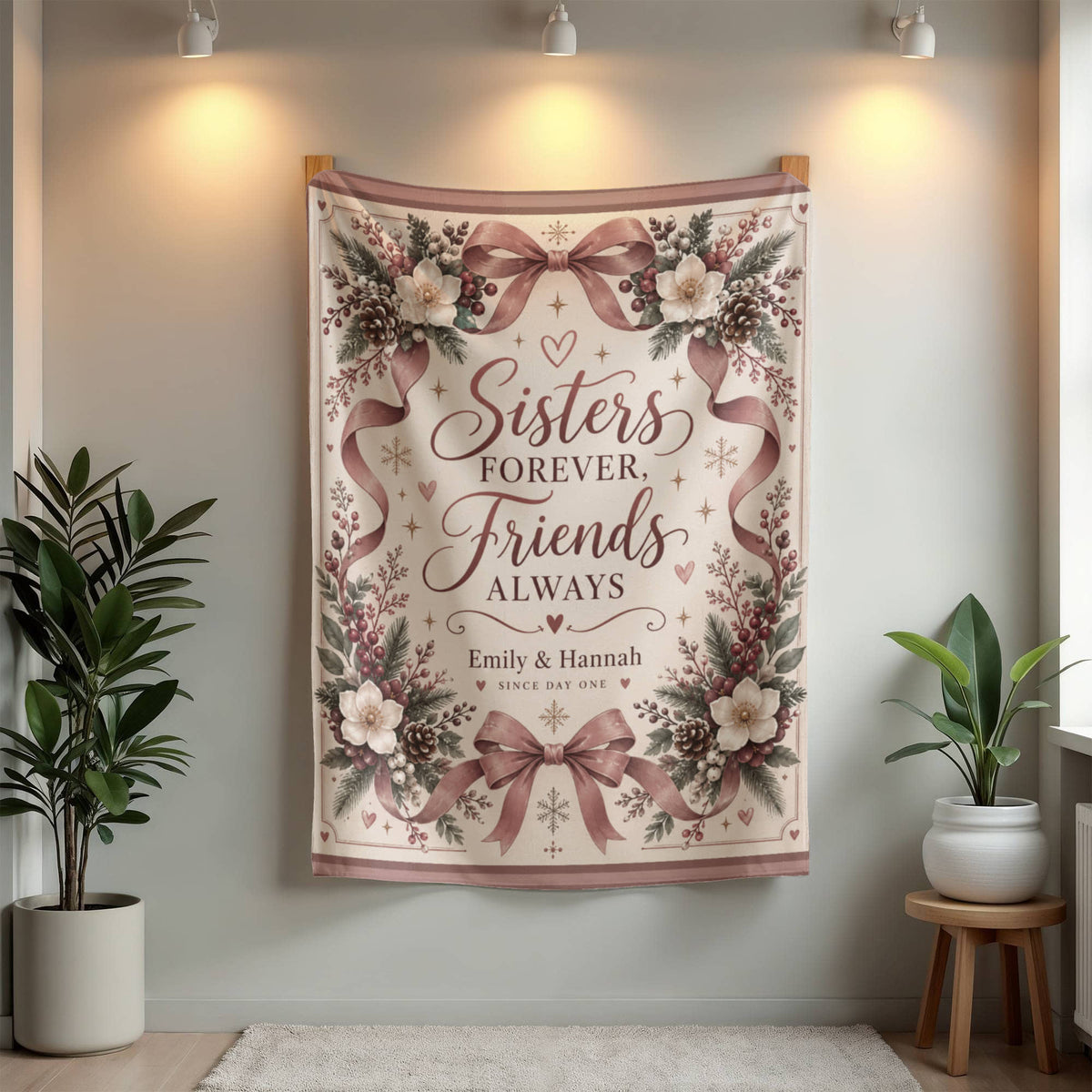 Sisters Forever, Friends Always Personalized Blanket – Custom Names