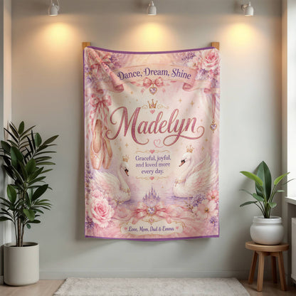 Dance, Dream, Shine Personalized Ballet Blanket for Girls