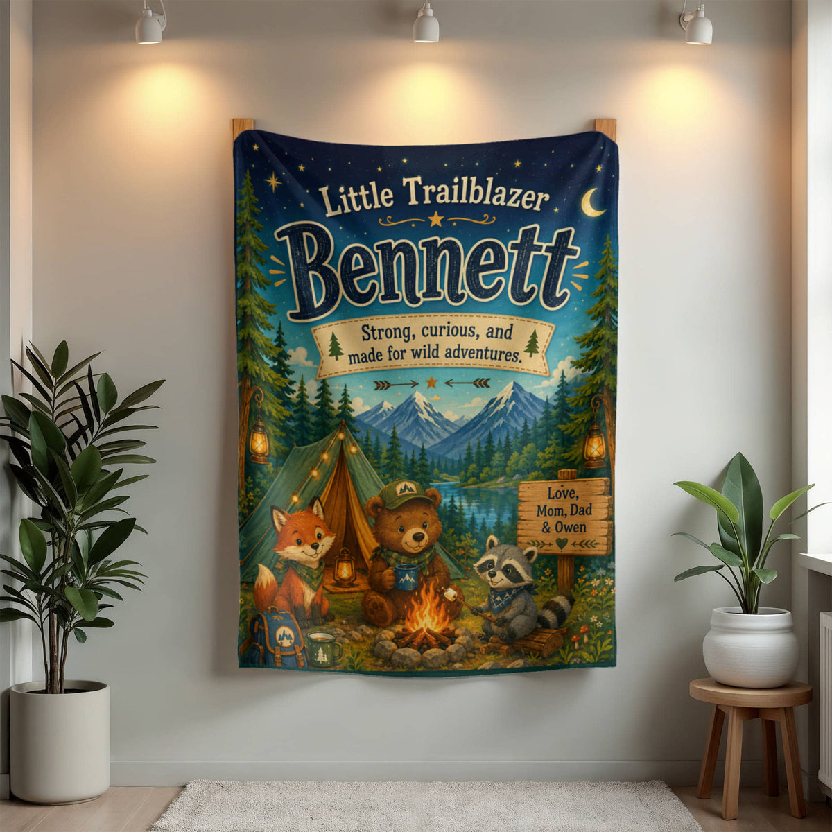 Little Trailblazer Personalized Woodland Adventure Blanket for Boys