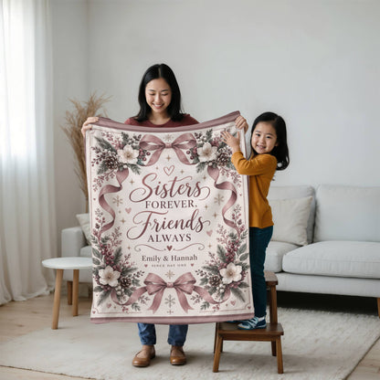 Sisters Forever, Friends Always Personalized Blanket – Custom Names