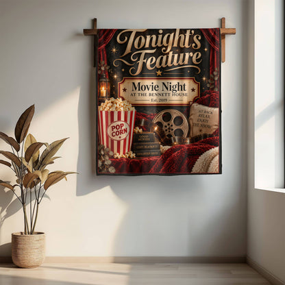 Personalized Family Movie Night Blanket – Custom Last Name & Est. Year