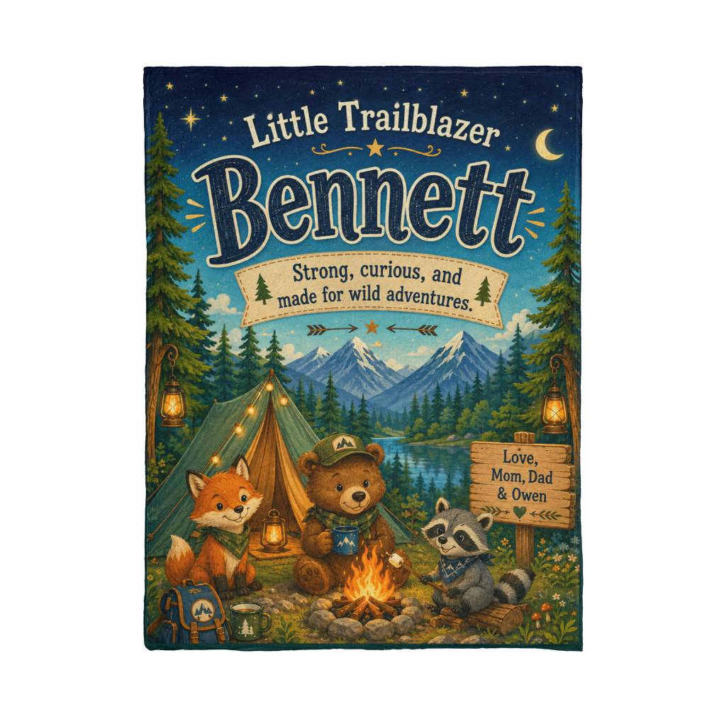 Little Trailblazer Personalized Woodland Adventure Blanket for Boys