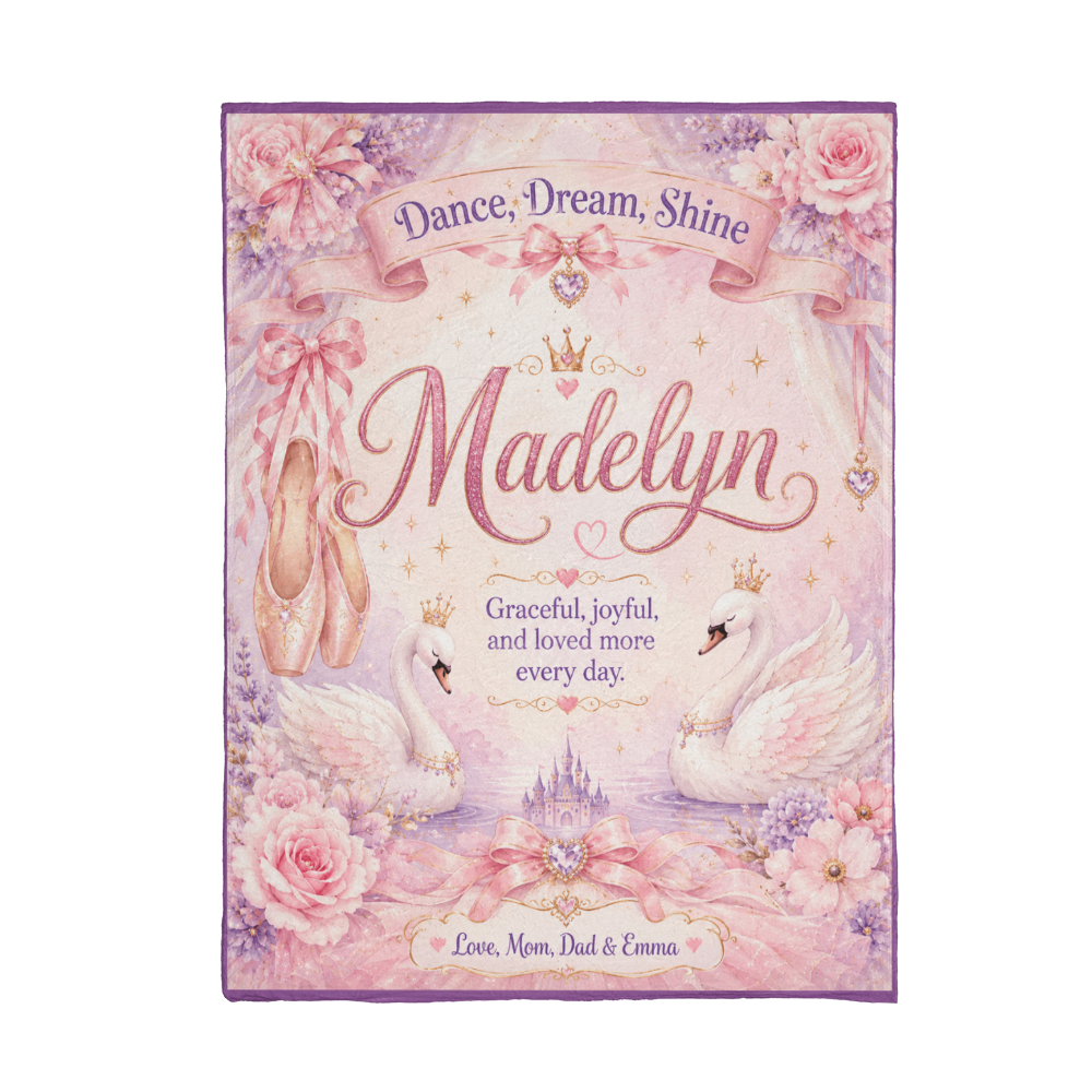 Dance, Dream, Shine Personalized Ballet Blanket for Girls