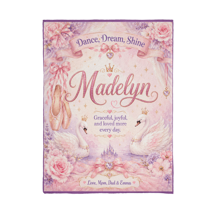 Dance, Dream, Shine Personalized Ballet Blanket for Girls