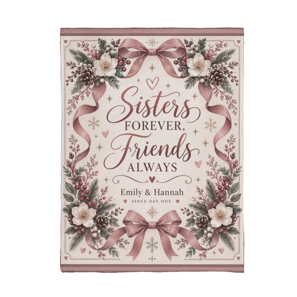 Sisters Forever, Friends Always Personalized Blanket – Custom Names