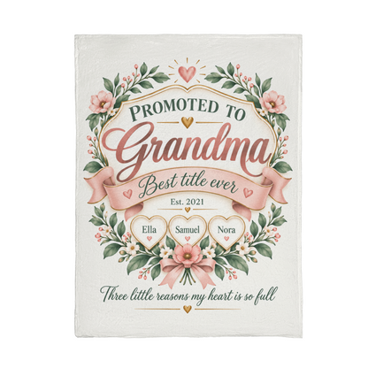 Promoted to Grandma Personalized Blanket – 1–9 Grandchildren